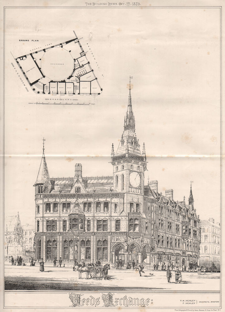 Leeds Exchange; T.H. Healey, F. Healey, Architects, Bradford. Yorkshire 1873